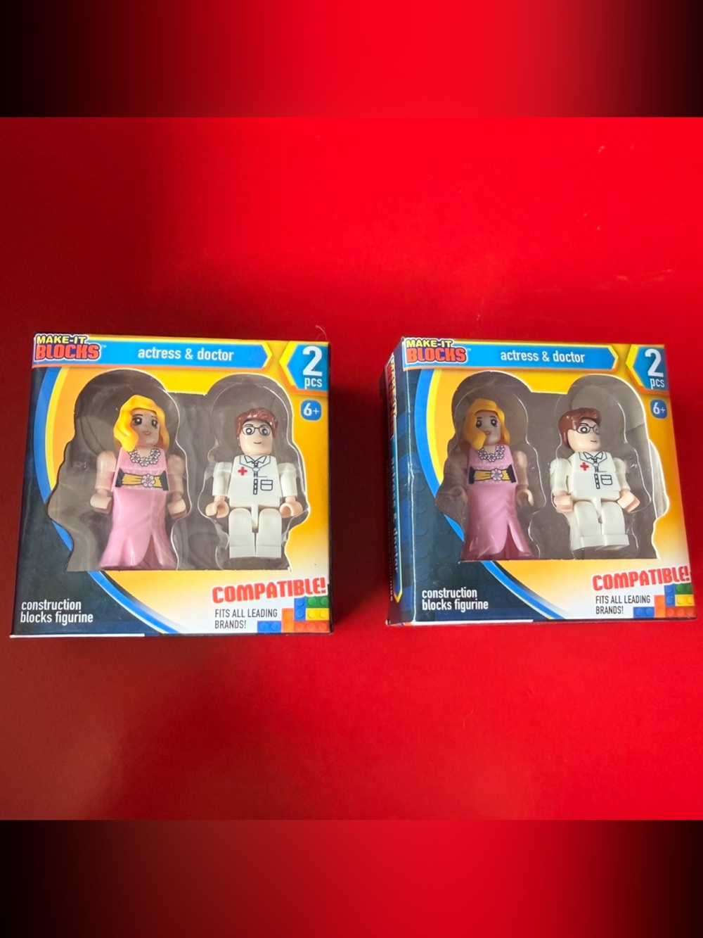 NEW Set of 2 Make-It Blocks Play 4 Figures Boy Girl